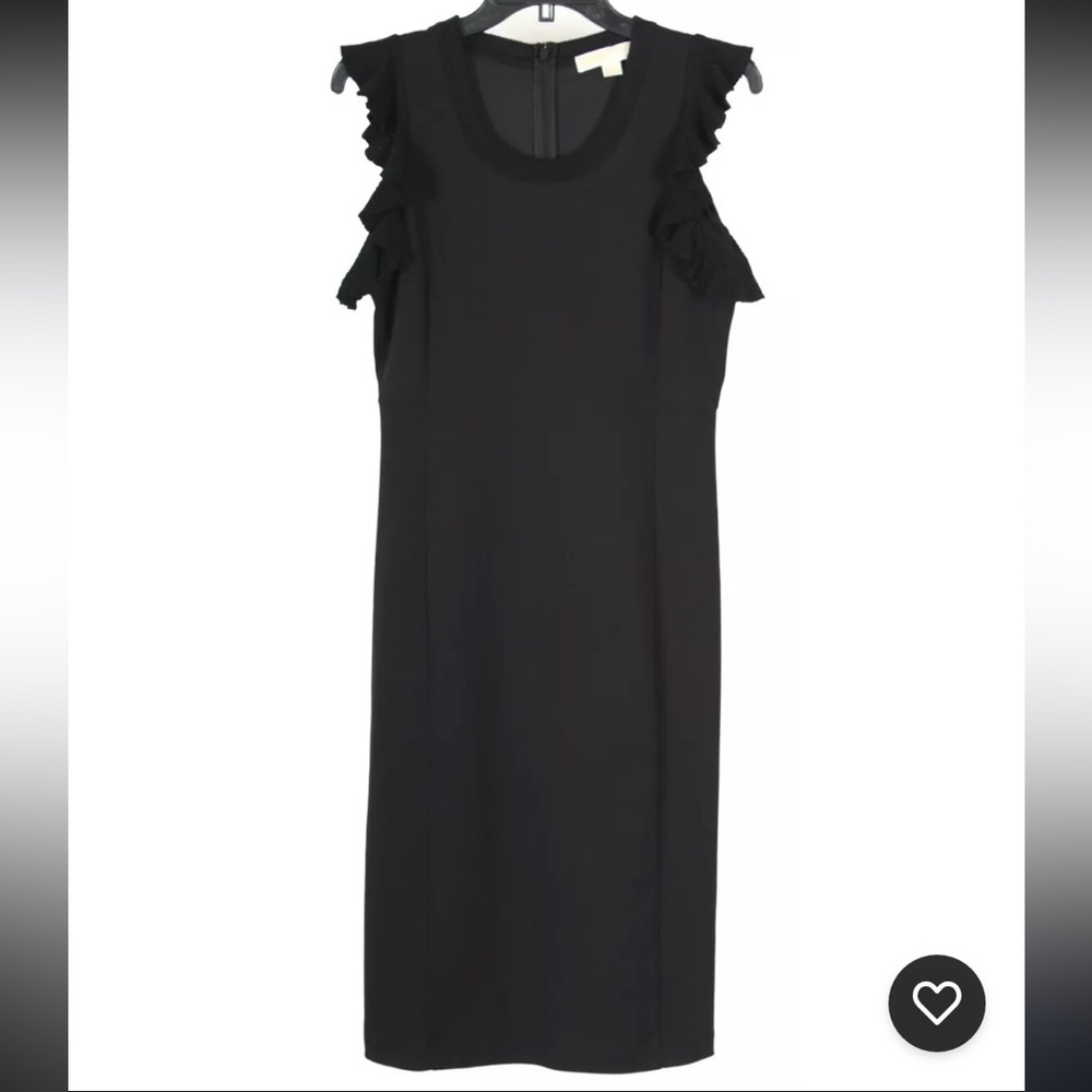 Michael Kors Women’s Dress Medium Black Shift Sleeveless Ruffles Stretch